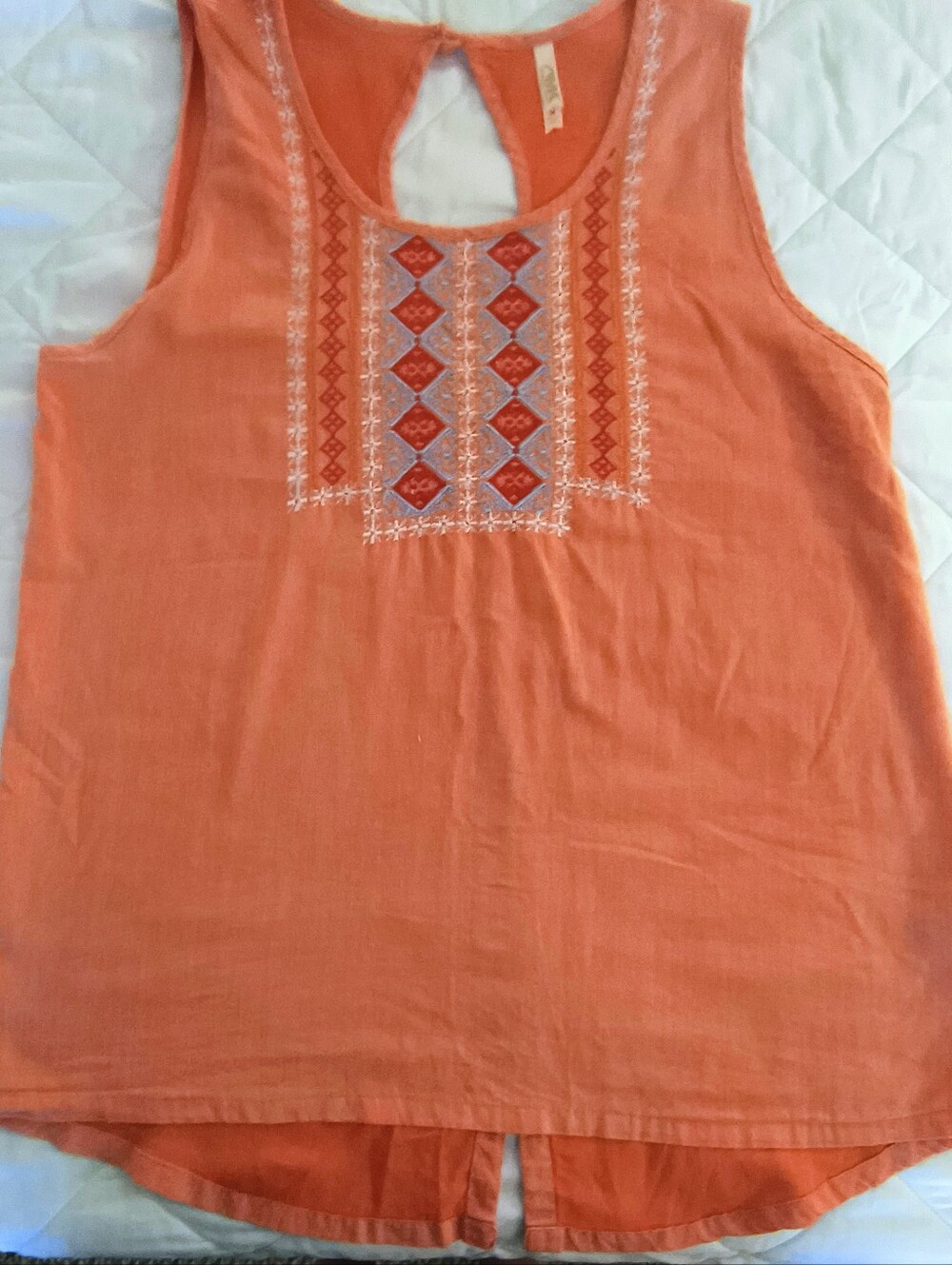 Michael Kors Embroidered Coral Sleeveless Tank